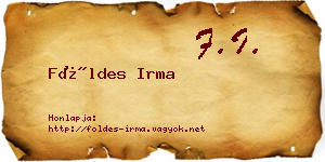 Földes Irma névjegykártya